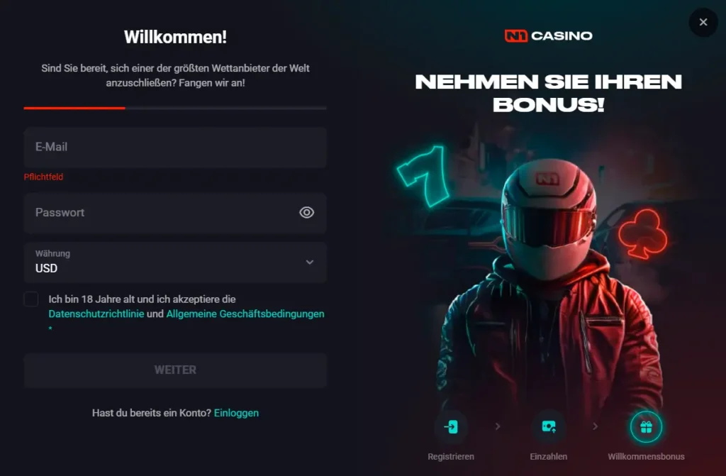 n1 casino login